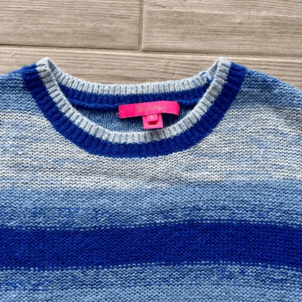 Lilly Pulitzer Womens Blue Grotto Marled Ombre Stripe Elannie Sweater Size Small - Picture 3 of 7